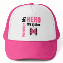 Breast Cancer on Breast Cancer Forever My Hero My Sister Mesh Hats