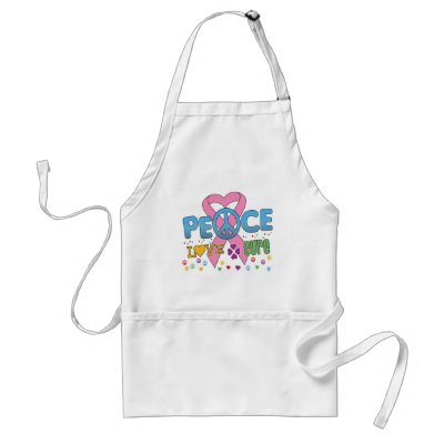 Breast Cancer Groovy Peace Love Cure Apron
