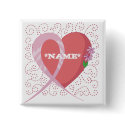 Breast Cancer Heart Customizable Square Button