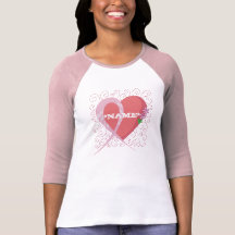 Breast Cancer Heart Customized Raglan Shirt