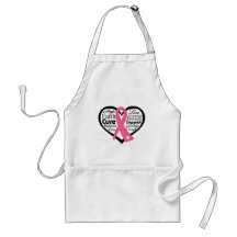 Breast Cancer Heart Ribbon Collage Apron