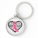 Breast Cancer Heart Ribbon Collage Key Chains