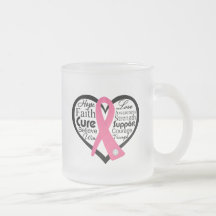 Breast Cancer Heart Ribbon Collage Mug