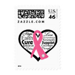 Breast Cancer Heart Ribbon Collage Stamps