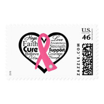 Breast Cancer Heart Ribbon Collage Stamps
