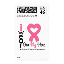 Breast Cancer Heart Ribbon For My Hero Stamp