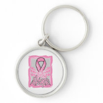 Breast Cancer Hope Butterfly Portrait Key Chain