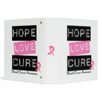 Breast Cancer Hope Love Cure Binder by giftsforawareness Breast Cancer Hope Love Cure Binder