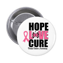 Breast Cancer Hope Love Cure Buttons