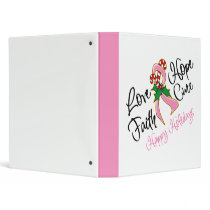 Breast Cancer Hope Love Cure Happy Holidays Vinyl Binder