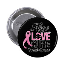 Breast Cancer Hope Love Cure Pinback Button