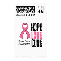Breast Cancer Hope Love Cure Ribbon Stamp