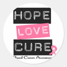 Breast Cancer Hope Love Cure Round Sticker