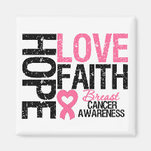 Breast Cancer Hope Love Faith Fridge Magnets