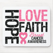 Breast Cancer Hope Love Faith Mouse Pads