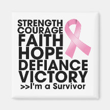 Breast Cancer Hope Strength Victory Fridge Magnet