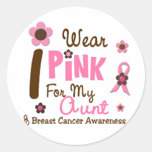 Breast Cancer I Wear Pink For My Aunt 12 Stickers