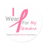 Breast Cancer I Wear Pink For My Grandma Stickers