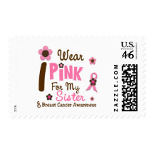 Breast Cancer I Wear Pink For My Sister 12 Stamps