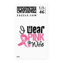 Breast Cancer I Wear Pink Ribbon For My Wife Stamp