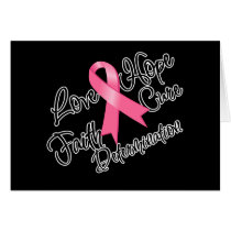 Breast Cancer Love Hope Determination Card