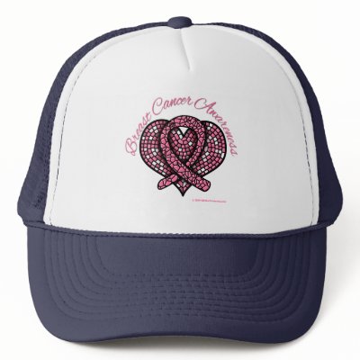 Breast Cancer Hats on Breast Cancer Mosaic Heart Ribbon Hat From Zazzle Com