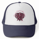 Breast Cancer Mosaic Heart Ribbon hats