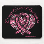 Breast Cancer Mosaic Heart Ribbon mousepads