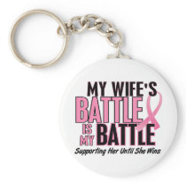 Breast Cancer My BATTLE TOO 1 Wife Keychain