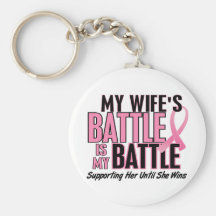 Breast Cancer My BATTLE TOO 1 Wife Keychain