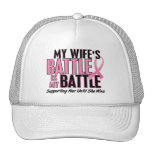 Breast Cancer My BATTLE TOO 1 Wife Trucker Hats