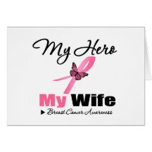Breast Cancer My Hero My Wife Greeting Card