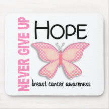 Breast Cancer Never Give Up Hope Butterfly 4.1 Mouse Pads