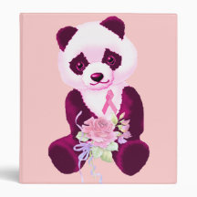 Breast Cancer Panda Bear 3 Ring Binder