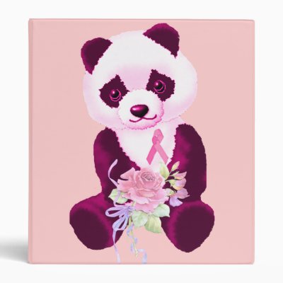 Breast Cancer Panda Bear 3 Ring Binder
