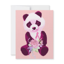 Breast Cancer Panda Bear invitations by orsobear Breast Cancer Panda Bear invitations