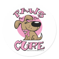 Breast Cancer Paws for the Cure Dog stickers