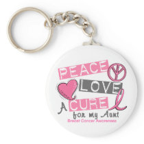 Breast Cancer PEACE, LOVE, A CURE 1 (Aunt) Key Chains
