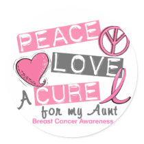 Breast Cancer PEACE, LOVE, A CURE 1 (Aunt) stickers