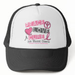 Breast Cancer PEACE, LOVE, A CURE 1 Hats