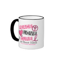 Breast Cancer PEACE, LOVE, A CURE 1 Coffee Mugs