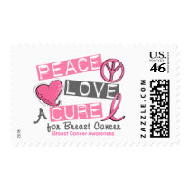 Breast Cancer PEACE, LOVE, A CURE 1 Postage