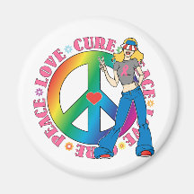 Breast Cancer Peace Love Cure Fridge Magnet
