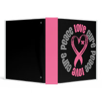 Breast Cancer Peace Love Cure Ribbon Binder by cancerapparel Breast Cancer Peace Love Cure Ribbon Binder