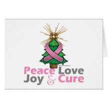 Breast Cancer Peace Love Joy Cure Greeting Cards