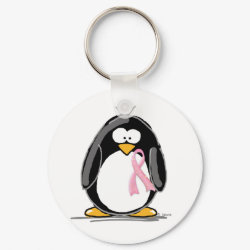 Breast Cancer Penguin keychain