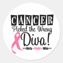 Breast Cancer Picked The Wrong Diva v2 Round Sticker