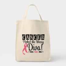 Breast Cancer Picked The Wrong Diva v2 Tote Bags