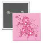 Breast Cancer Pink Floral Ribbon Swirl