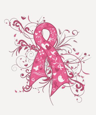 Breast Cancer Pink Floral Ribbon Swirl Tee Shirt